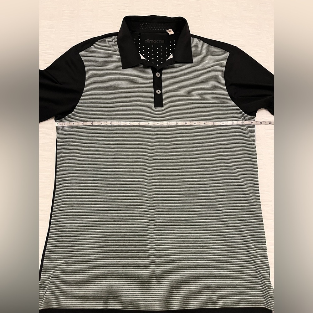 ADIDAS Short Sleeve Polo Striped Shirt Climachill Golf Athleisure Casual Resort - Picture 14 of 14